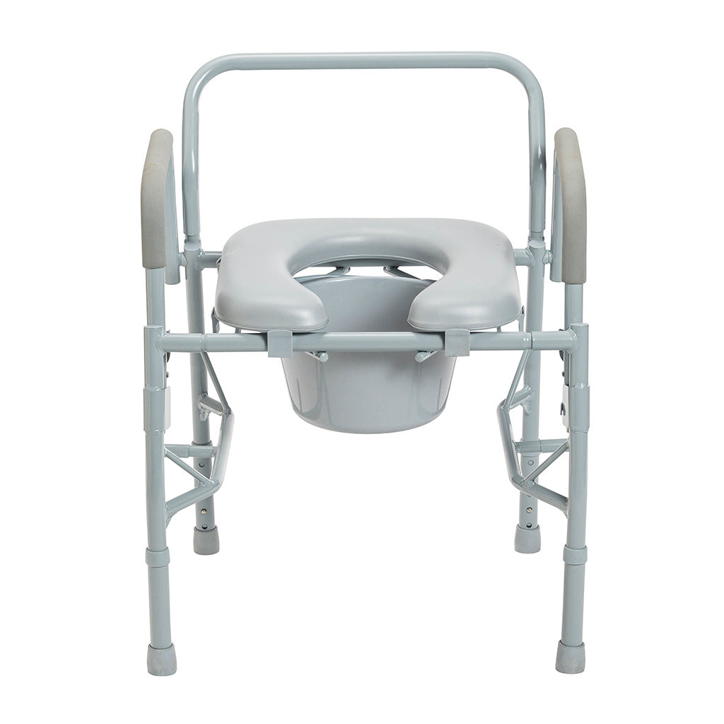 Deluxe Steel Drop-Arm Commode With Padded Seat #11125PSKD-1