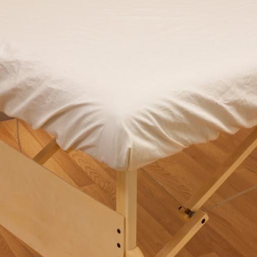 Drap de table de massage ajusté en coton-poly (blanc)