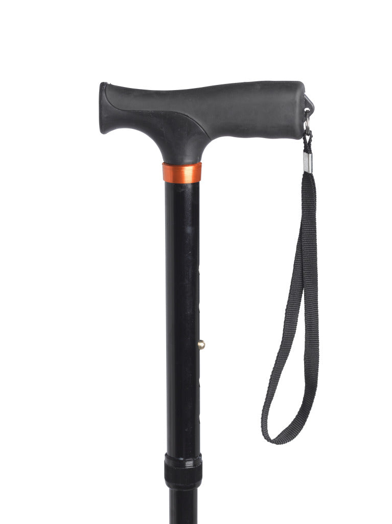 Aluminum Folding Cane, Soft Handle Black