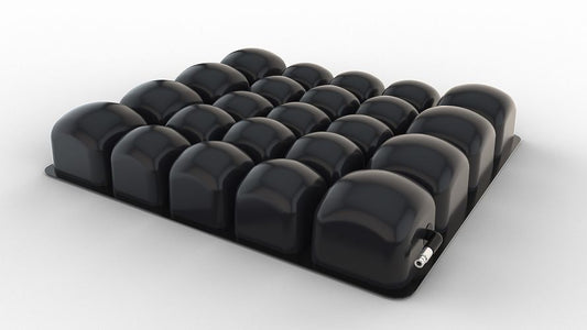 The ROHO Mosaic Wheelchair Cushion featuring interconnected air cells designed to distribute weight evenly and provide basic skin and soft tissue protection for wheelchair users.