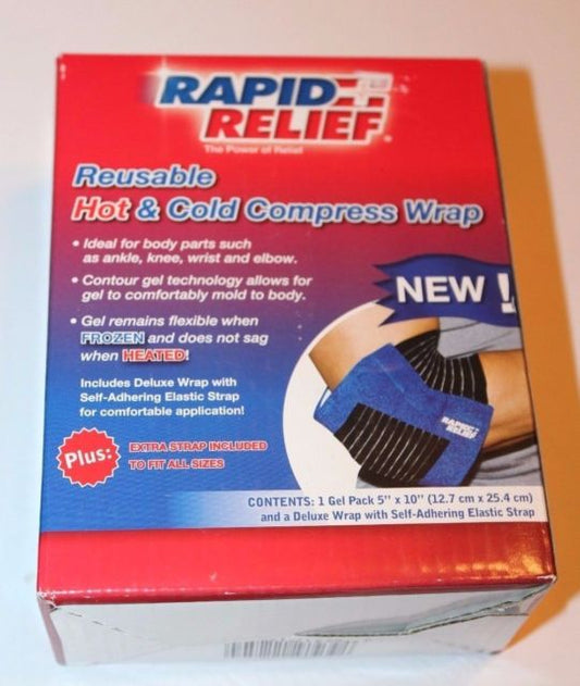 RAPID RELIEF Reusable Hot & Cold Compress Wrap Size 5"x10"
