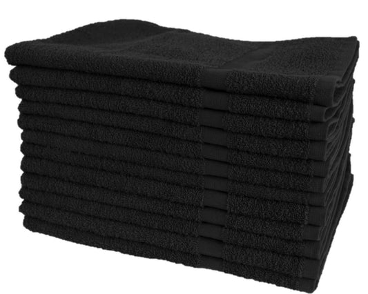 Cotton Bleach Proof Salon Towels 16"x27" Black One Dozen