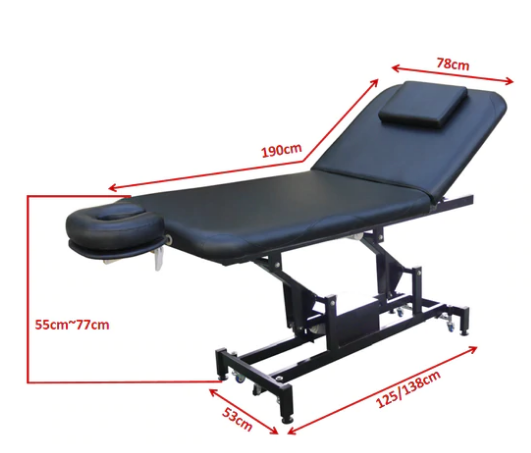 Table de massage Physio à 2 sections avec élévateur dorsal motorisé