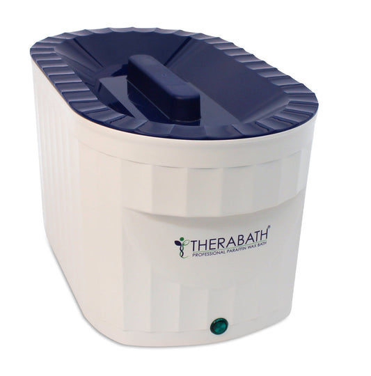 Front view of the cream-colored Therabath Pro Paraffin Bath TB6, a professional-grade unit designed for deep-soothing moist heat therapy for hands, feet, and elbows.