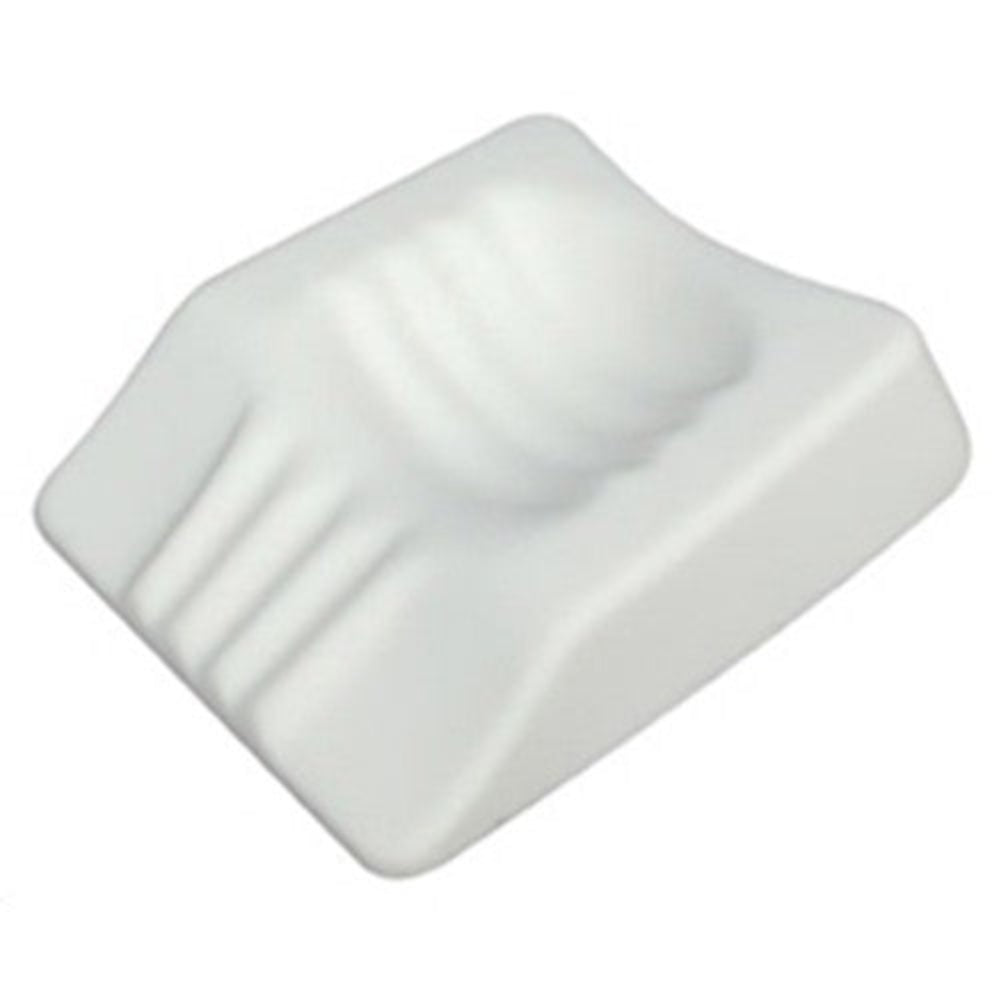 A top-angled view of the white Therapeutica Cervical Pillow in Travel Size, featuring the same ergonomic neck support and side-sleeping cavities as the full-size model in a compact, suitcase-friendly design.